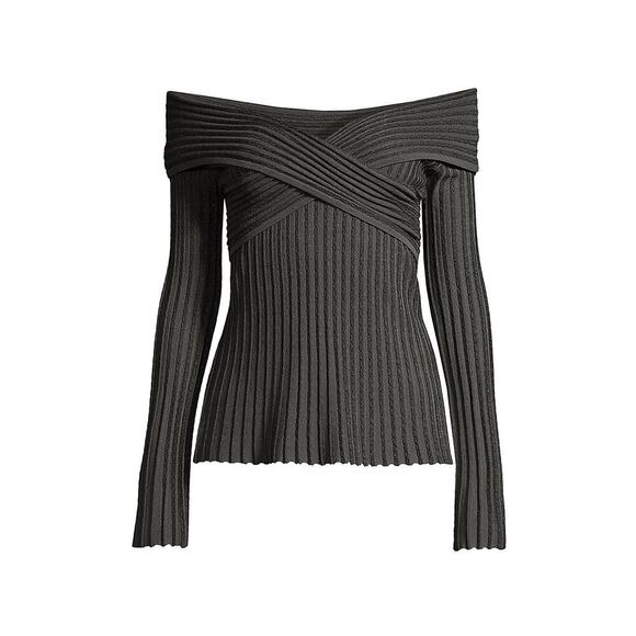 Emporio Armani Metallic Knit Long Sleeve Sweater Mineral Gray Size XL/50 NWT